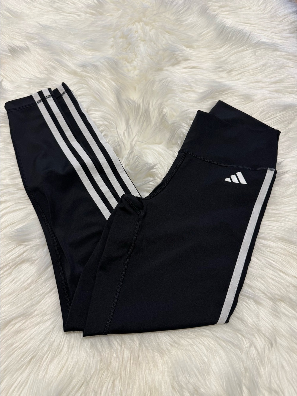 Adidas Women's Performance Leggings Small Black Signature Stripe